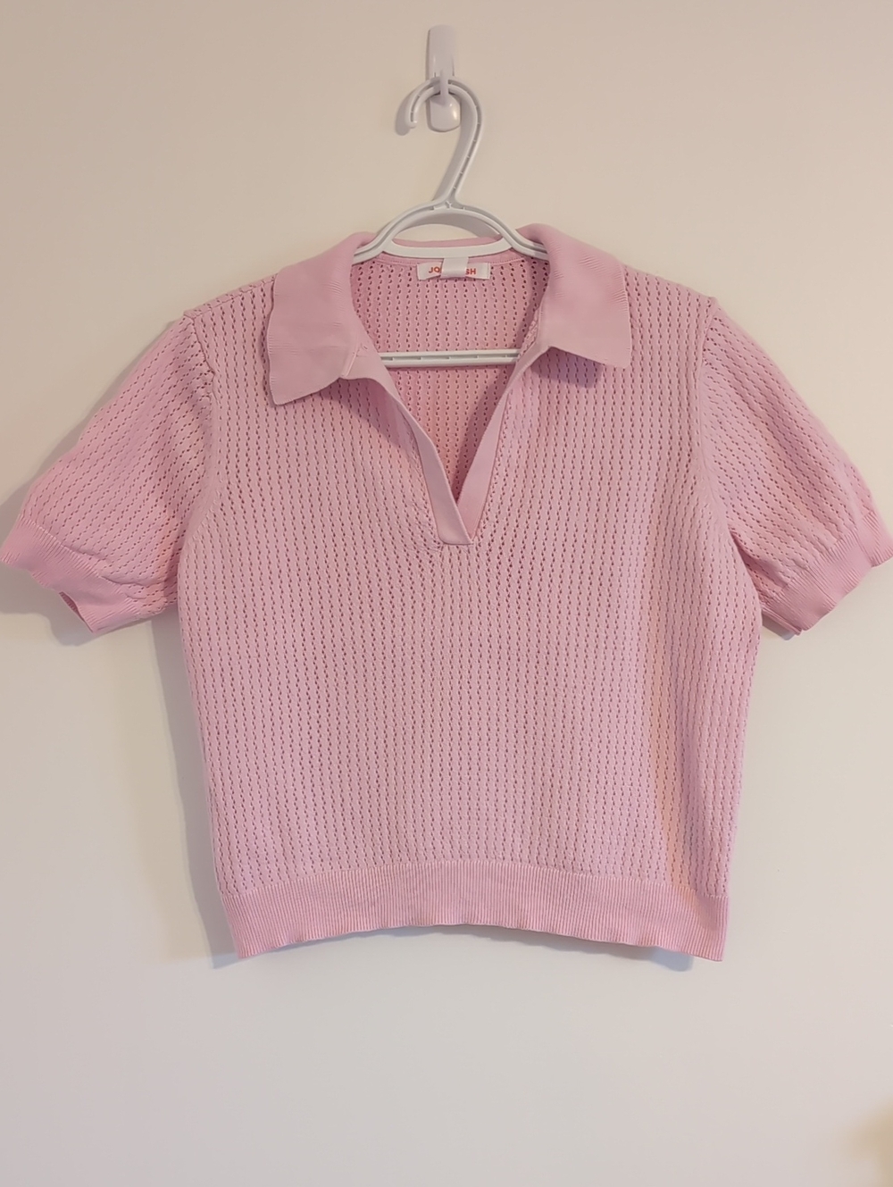 Joe Fresh Pink Short-Sleeve Knit Polo Sweater